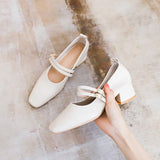 Nude Wide Fit Block Heels Loafers