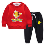Children Pokemon Pikachu Hoodie & Pant Set Fleece Lined Padded Warm Keeping Winter Clothes Sweatershirt Suit