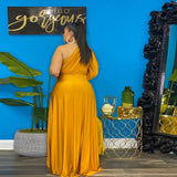 Nina Parker Dresses plus Size Fashion One Shoulder Loose Long Sleeve Dress