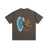 Travis Scott Shirt Spring/Summer Hip Hop Cartoon Printed Short Sleeve Heavy Loose