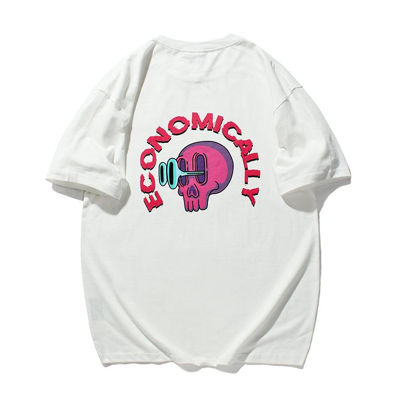 Men T Shirt Summer Casual Tops Men's Clothes Summer Wear Retro Men's round Neck Short Sleeve Leisure Skull Printed T-shirt Trendy Men