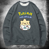 Men and Women Pokemon Pikachu Hoodie Jingling Bao Ke Meng Bo Ke Bi Crew Neck Pullover Sweatshirt