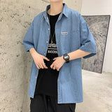 Denim Shirts Denim Short-Sleeved Shirt Men's Summer Casual