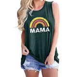 Boy Mama T Shirts Women's Vest Rainbow Mama Letter Printed round Neck Sleeveless Vest