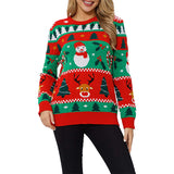 Ugly Christmas Sweater Loose Casual Christmas Tree Snowman Sweater