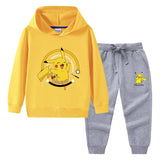 Children Pokemon Pikachu Hoodie & Pant Set Hooded Sweater Trousers Two-Piece Baby Cotton Sweater Set