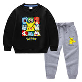 Children Pokemon Pikachu Hoodie & Pant Set Sweater Set Two-Piece Cotton