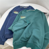 Diana Harvard Sweatshirt Blue round Neck Sweater Female Dog Print Long Sleeve Loose Sweatshirt 2