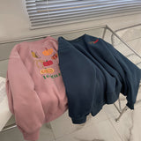 Harvard Sweatshirt Pumpkin Letter Print Thick Lambswool Brushed Hoody Women