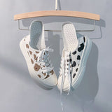 Cow Print Hey Dude Shoes Canvas Shoes Women's Spring and Autumn Thick Bottom Breathable Sneakers Cows Pattern White Shoes