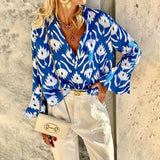 Women Bohemian Shirts Summer Fashion Loose Bell Sleeve Printed Shirt