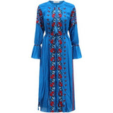 Women Dresses Bohemian Fashion Embroidered Floral V-neck Dress