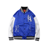 Dodgers Letter Man Jacket Outfit Senior Jackets Varsity Baseball College Coat Paisley Baseball Uniform Loose Men's Leather Jacket