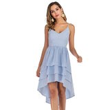 Prom Dresses Deep V Strap Sexy Irregular Hem Striped Summer Beach Dress