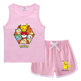 Children Pokemon Pikachu Tshirts & Shorts Vest Casual Sports Sweat-Absorbent Suit