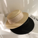 Straw Hat Raffia Flat Straw Hat Sun Protection Beach Vacation Hat