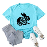 Boy Mama T Shirt Mama Bunny Pattern Printed Short Sleeve T-shirt