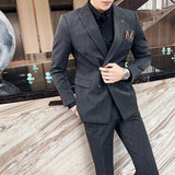 Double Brewed Seersucker Suit Suit Jacket Men Slim Fit Two-Piece Suit