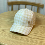 Vintage Check Baseball Cap Black-White Checker Board Plaid Rhinestone