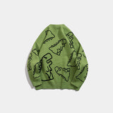 Dinosaur Sweaters Cartoon Crew Neck Sweater Dinosaur Couple Sweater Cotton Knitwear