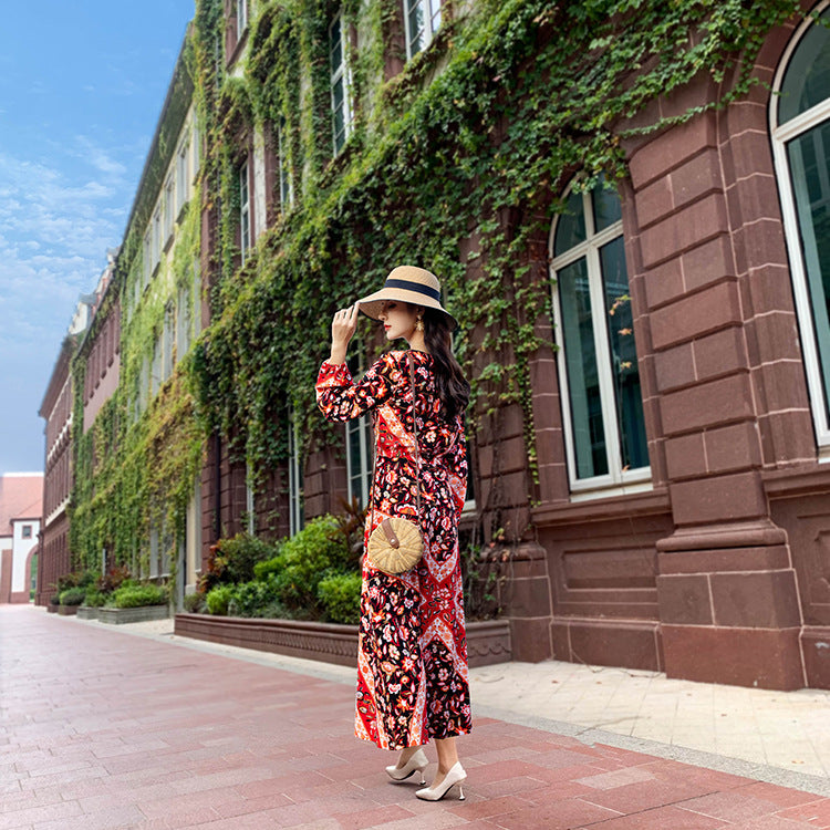 Beth Dutton Bohemian Dress Winter Autumn Midi Dresses Seaside Vacation Long Sleeve Beach Dress