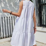 Semi Formal Dresses for Wedding Summer Loose Solid Color Dress Women Ruffles