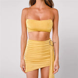 Women Top & Skirt 2 Piece Set Spring/Summer Camisole Slim Fit Sheath Skirt Suit