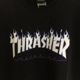 Thrasher T Shirt Ice Blue Flame Loose Short Sleeve