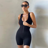 Spring and Summer Women's New Slim Sleeveless Sexy Low Cut Fashion Casual Skinny Sheath Jumpsuit