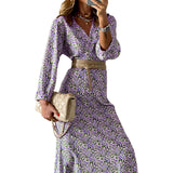 Women Bohemian Dress Women's Summer Long-Sleeve Printed Dress
