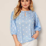 Women Plus Size Tops Spring/Summer Loose Dots Pullover Shirt