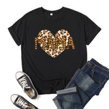Boy Mama T Shirt Leopard Print Love Mama Printed Short Sleeve round Neck T-shirt