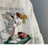 Tom and Jerry Hoodie Sweater Men's Trendy Spring and Autumn round Neck Top