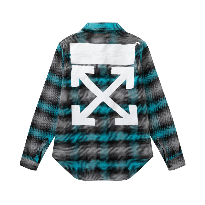 Off White Sweatshirt Long Sleeve Autumn Shirt Autumn and Winter Pattern Plaid Wool Long Sleeve Shirt for Men and Women