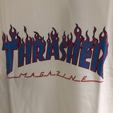 Thrasher T Shirt Thrasher Blue Red Flame Loose Short Sleeve Fall Winter Couples