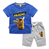 Children Pokemon Pikachu Tshirts & Shorts Cotton Short Sleeve Shorts Two Pieces Neutral