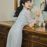 Women cottagecore Dress Vintage White Lace Dress Formal Dress Summer