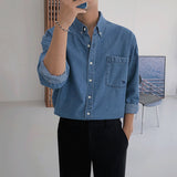 Denim Shirts Men's Spring Long Sleeve Shirt Coat Loose Casual