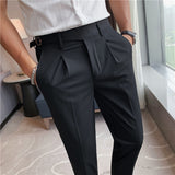 Men Trousers Slim Fit Light Business Casual Trousers