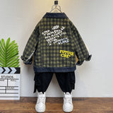 Toddler Boys Jackets Children's Clothing Spring and Autumn Lattice Denim Jacket for Boys