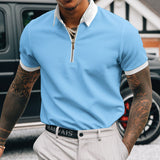 Polo Shirts Solid Color Polo Zipper Men's Polo Shirt T-shirt