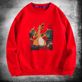 Men and Women Pokemon Pikachu Hoodie Pokémon Charmander Crew Neck Pullover Sweatshirt