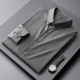 Men's Shirt Spring Men's Textured Striped Long-Sleeved Shirt