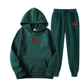 Black Rose Hoodie Men's and Women's Sports Sweater Pants Two-Piece Set