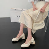 Nude Block Heel Sandals Vintage Warm Leather Shoes