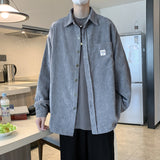 Corduroy Patch Jacket Vintage Corduroy Coat for Boys Spring and Autumn Loose