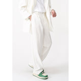 Men Suit Pants Loose Straight Mid-Waist Drape Casual