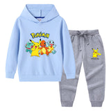 Children Pokemon Pikachu Hoodie & Pant Set Sweater Suit Cotton Trendy