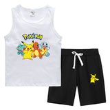 Children Pokemon Pikachu Tshirts & Shorts Vest Middle Pants Sports Casual Bottoming Shirt Two Pieces