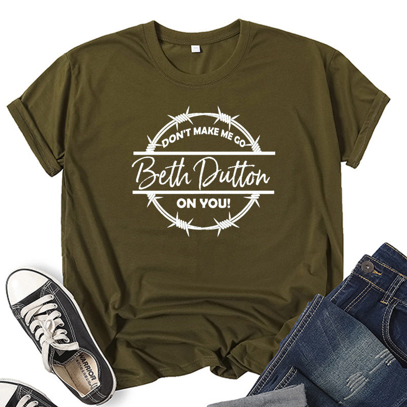 Beth Dutton Outfits Printed T-shirt Loose Casual Fashion